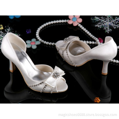 Crystal Stones Wedding Shoes Bridal Sandals With Bow